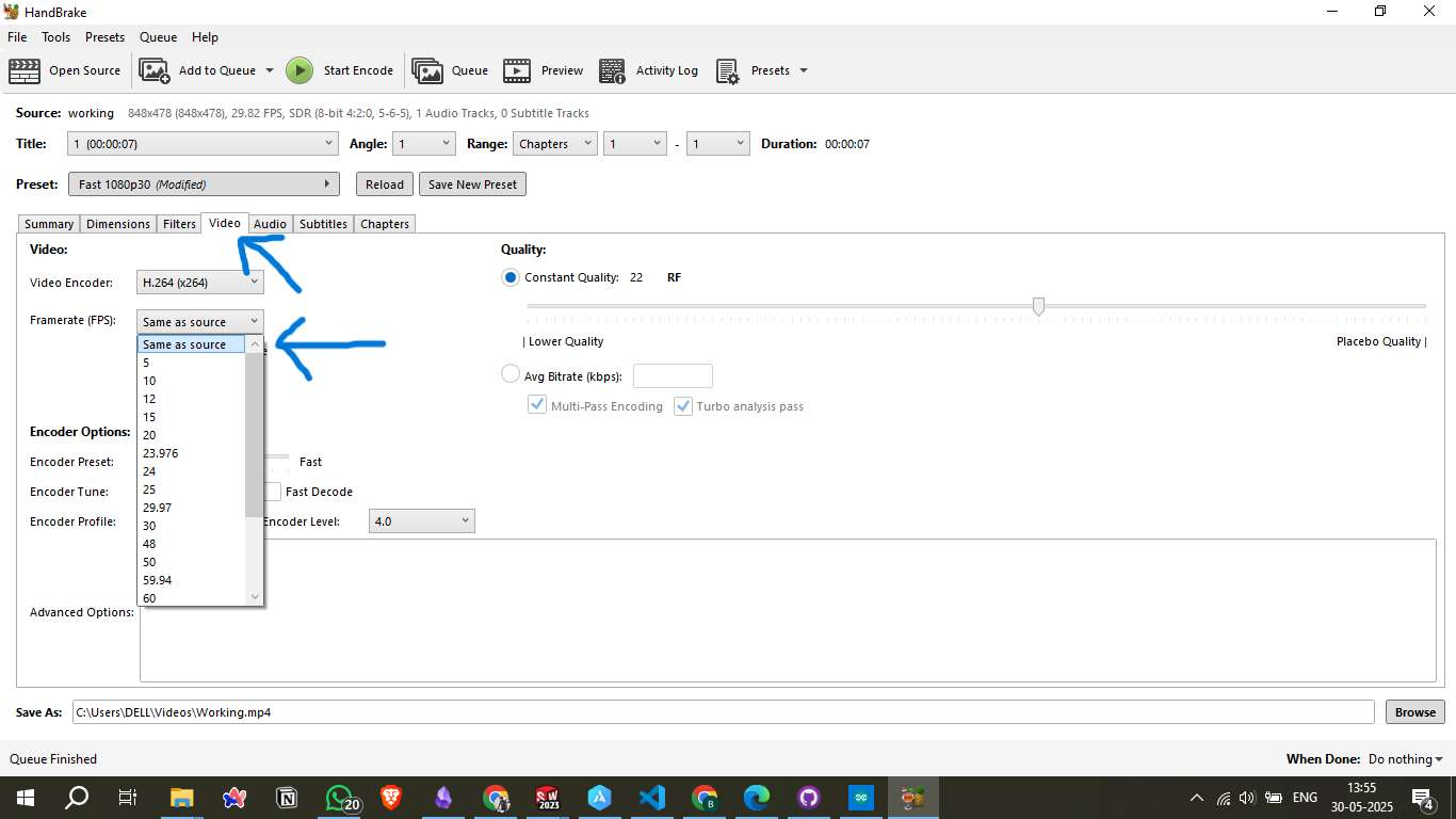 HandBrake Video Settings